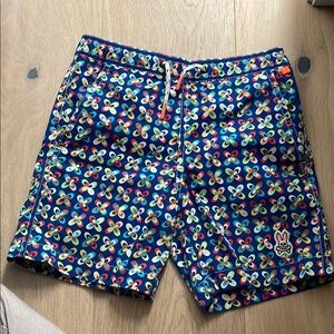 Men's Blue Patterned Swim Shorts